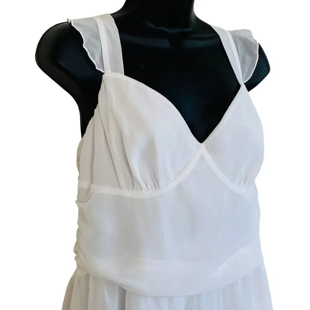 Princess Polly So Sweet White Chiffon Mini Dress Sz 12 NWOT - Picture 7 of 13